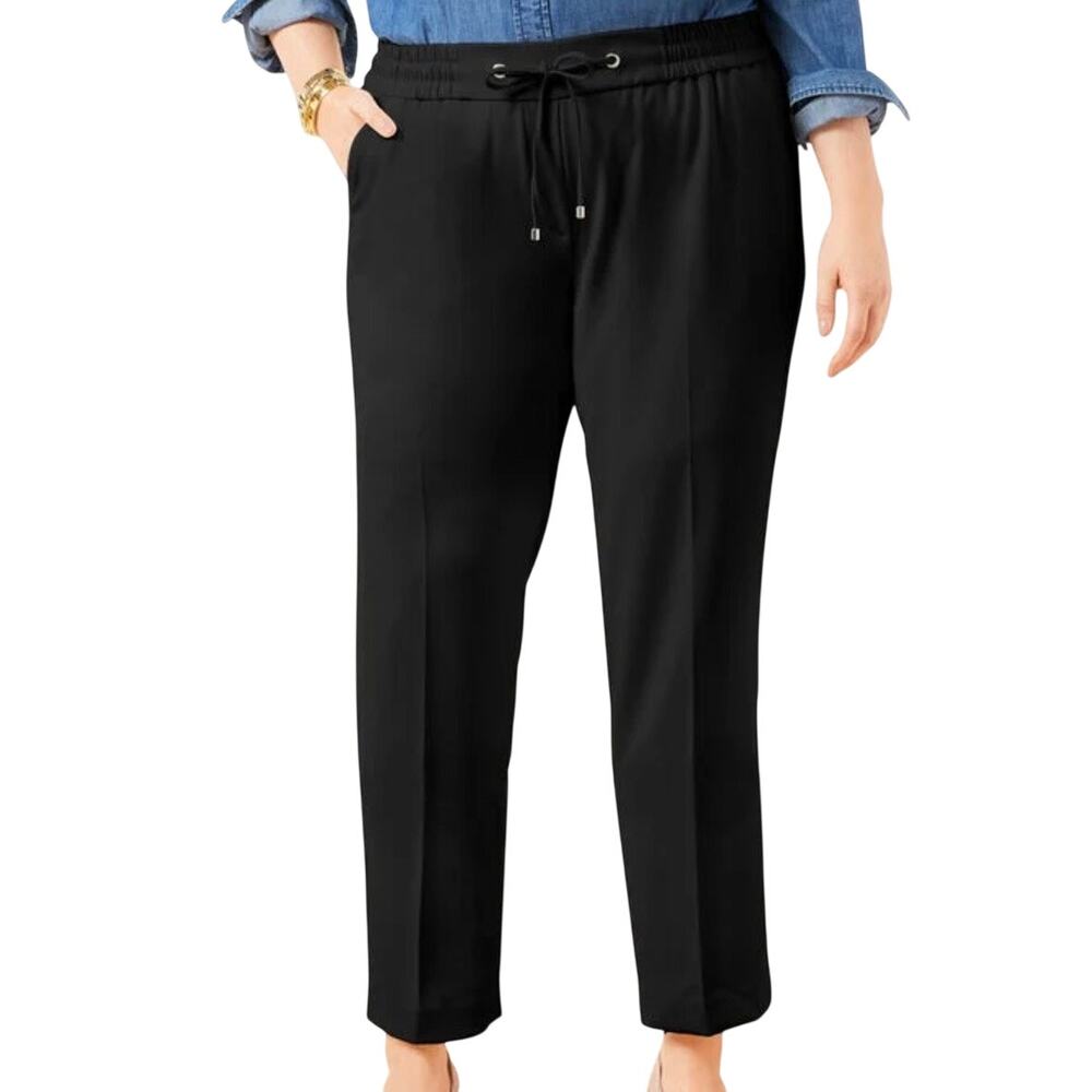 Talbots Straight Ankle Crepe Pull On Pants Navy Blue 2X